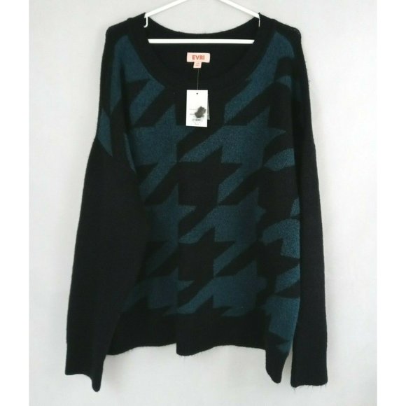 EVRI Sweaters - NWT EVRI Black & Teal  Lightweight Sweater Plus Size 4XL